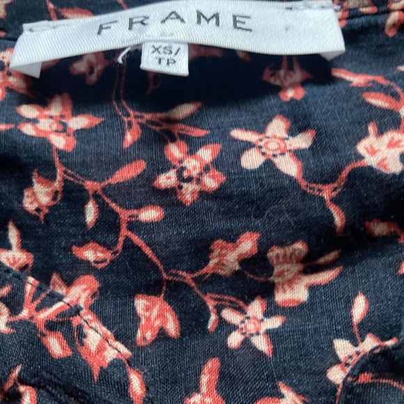 Frame Anita Multi Floral Navy Button Down Blouse - Picture 5 of 6